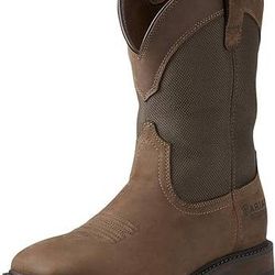 NEW SZ 11 Men Work Boots Ariat Groundbreaker Wide Square Toe Waterproof Steel Toe Boot Riding Western