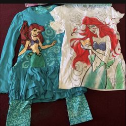 Disney Parks Ariel tunic with leggings size 7/8, Ariel shirt size 10/12  New Serious buyers only please  Low offers will be ignored  Pick up location 
