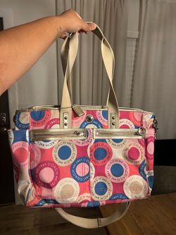 Coach Tote Bag Multicolor Circle Print