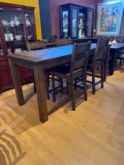 Solid Wood Counter Height Dining Table 