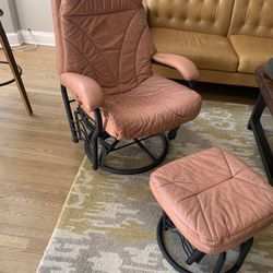 Genuine Leather Recliner and Ottoman 