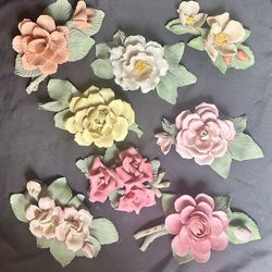 Genuine vintage Capodimonte porcelain floral sculptures handcrafted in Italy.