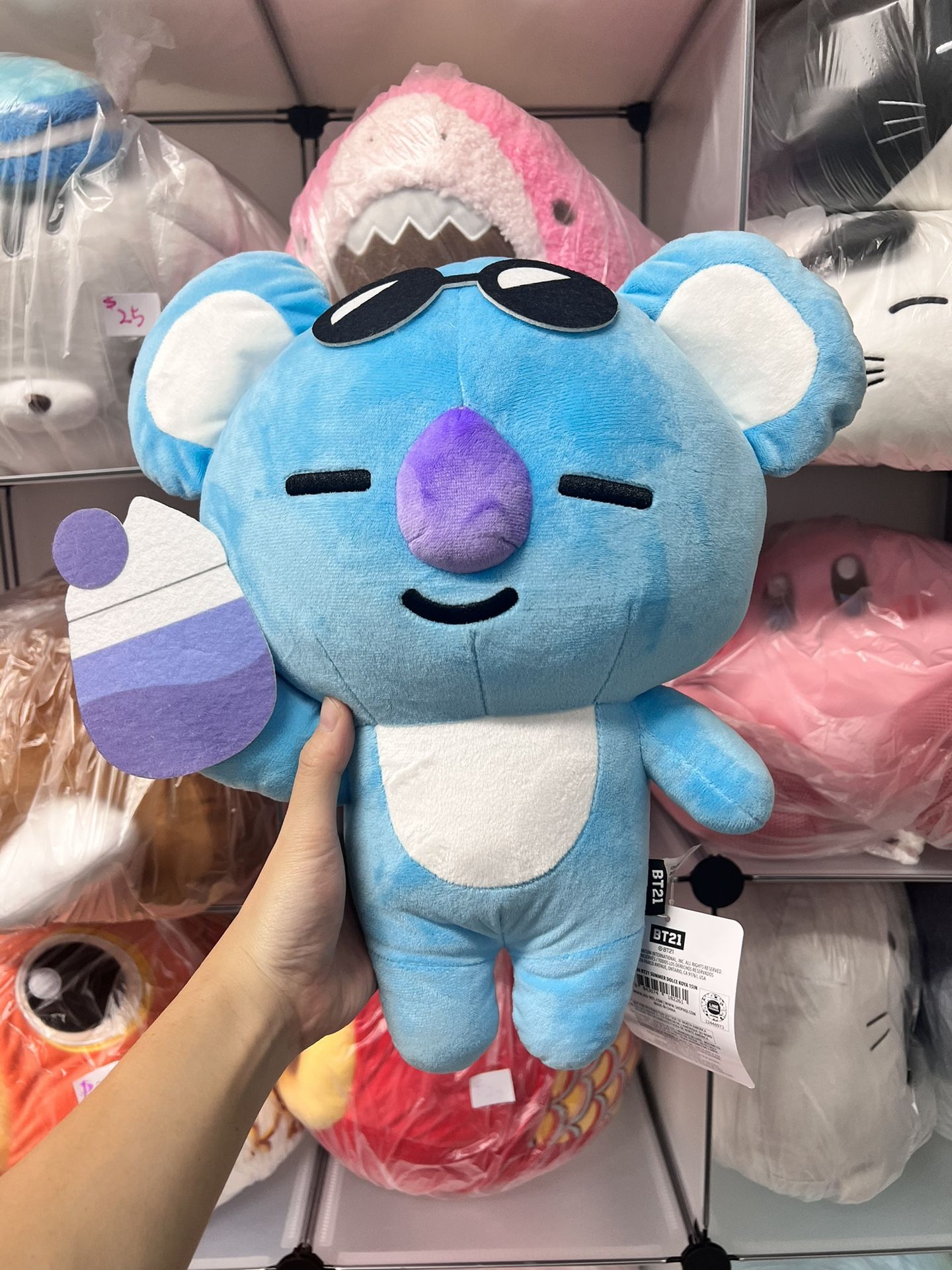 New !! 15” BT21 Koala Blue Koya With drink Plush Round 1 BTS RM