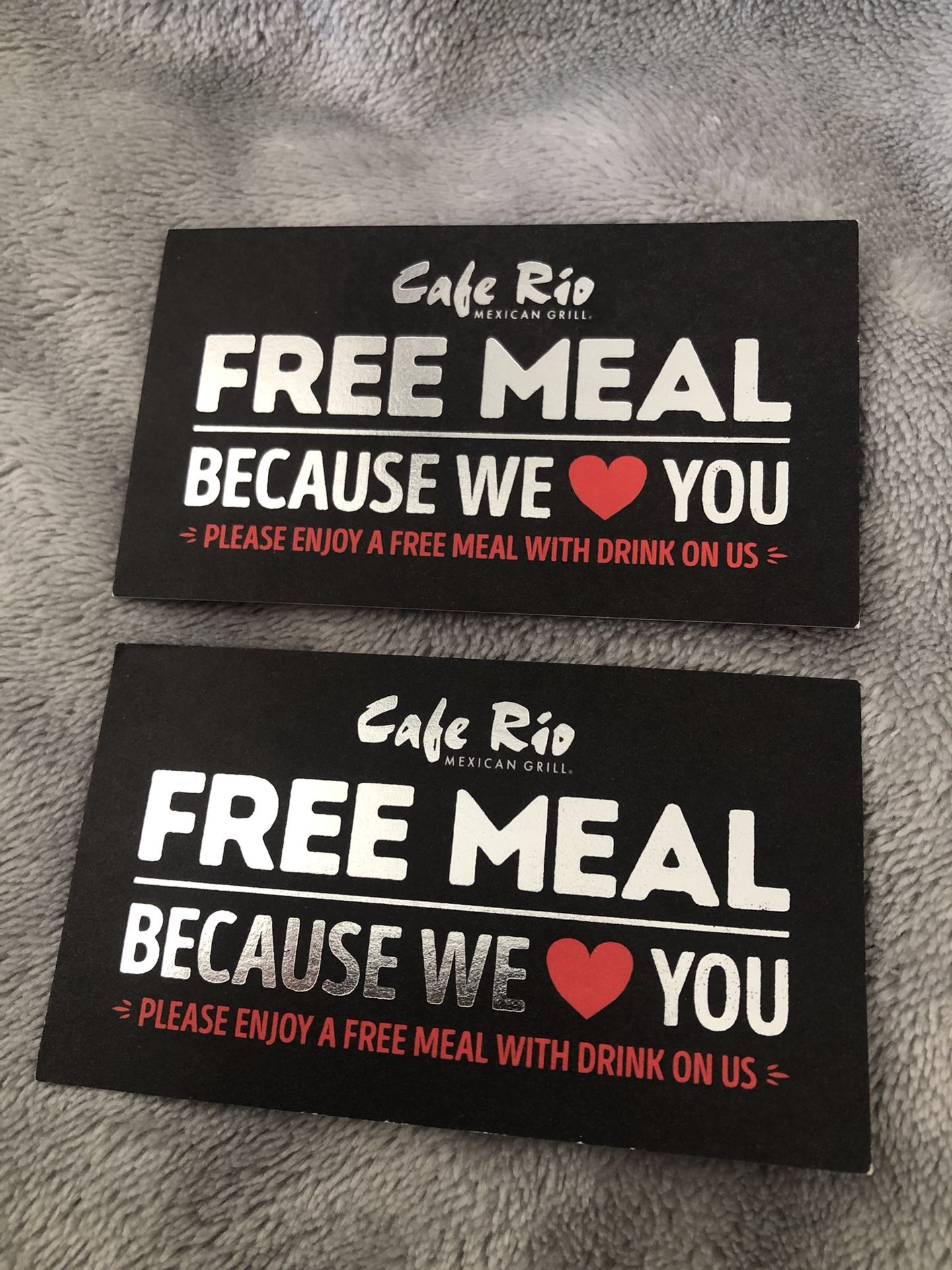 Cafe Rio Meal Cards