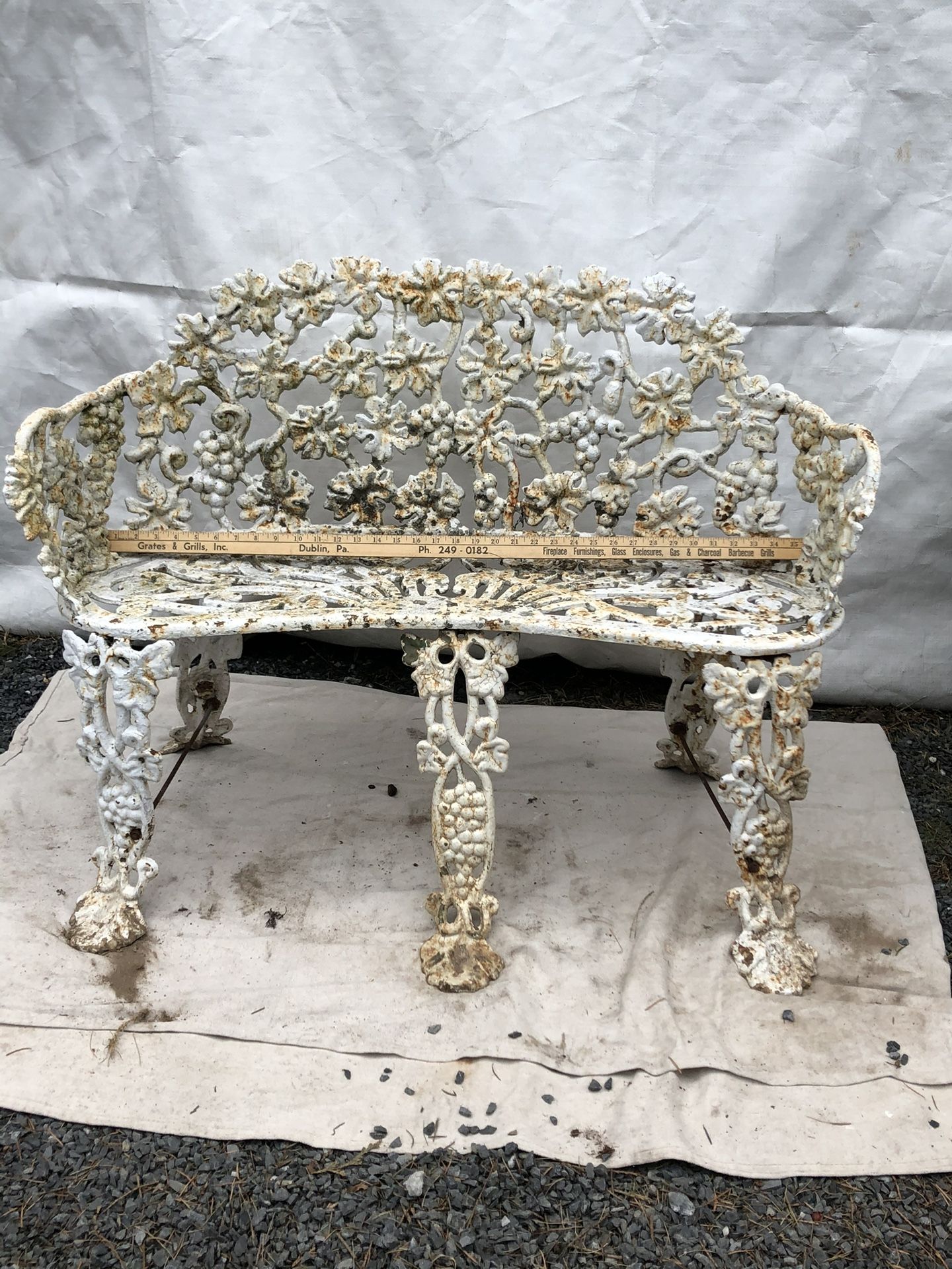 Victorian style antique cast-iron garden bench and chair
