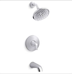 50% OFF - KOHLER Cursiva Tub & Shower Faucet Polished Chrome Valve Included 3-Spray