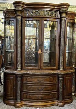 Aico Torino Marble Columns High End China Cabinet Like New