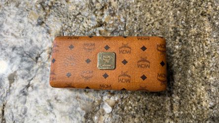 NWOT, Authentic, MCM, Monogram, Cognac, Brown, Clamshell, Glasses, Case