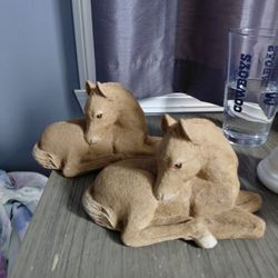 Vtg 1981 Sandcast Horse Figurine USA Made Country Farmhouse Western Farm Decor Pair 
