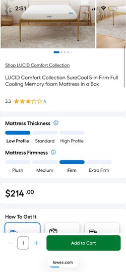 LUCID Comfort Collection SureCool 5-in Firm Full Cooling Memory foam Mattress in a Box