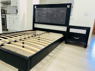 Queen bed frame with nightstand