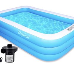 Inflatable Pool for Kids and Adults with Pump - 118 x 72 x 22 - More Durable Than Other Blow up Pools for Adults - Includes Patches