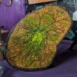 Green Man Painting On Ironwood 