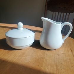 Sur La Table White Ceramic Cream Pitcher And Sugar Bowl Set