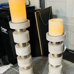 Pair Of Candle Holders W/candles