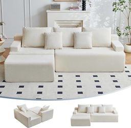 S06 $219  Boneless Couch, L Shaped Cloud Couches for Living Room, Comfy Fluffy Modular Sectional Sofa, Deep Seat Memory Foam Lounger with Left Facing 