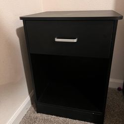 Nightside Set Of 2,2 -tier Side Table With Drawer And A Storage Shelve Black .
