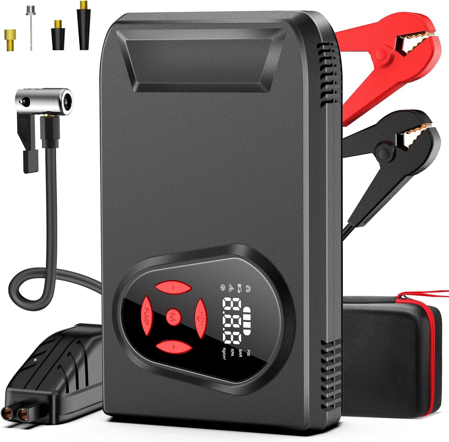 Portable Car Jump Starter with Air Compressor, 3000A 150PSI Jumpe Starter Battery Pack, 12V Car Battery Booster Jump Box with USB 3.0 Display Screen L