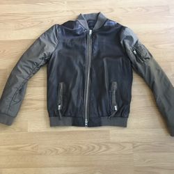 All Saints Leather Brown Jacket Size Xl 