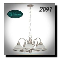 Hampton Bay Lighting, Hampton Bay Halophane 5Light Frosted Glass Shade Brushed Nickel Finish Chandelier, 44115