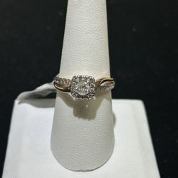 14K RG .75 Ct Diamond Halo Engagement Ring 