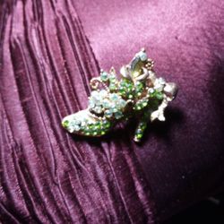 Vintage Lime Green Rhinestone High Heel Brooch