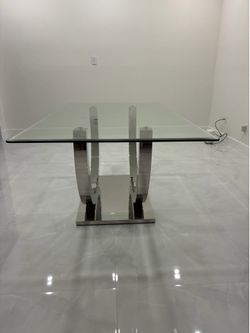 Modern El Dorado Glass Dining Table – Polished Chrome Base
