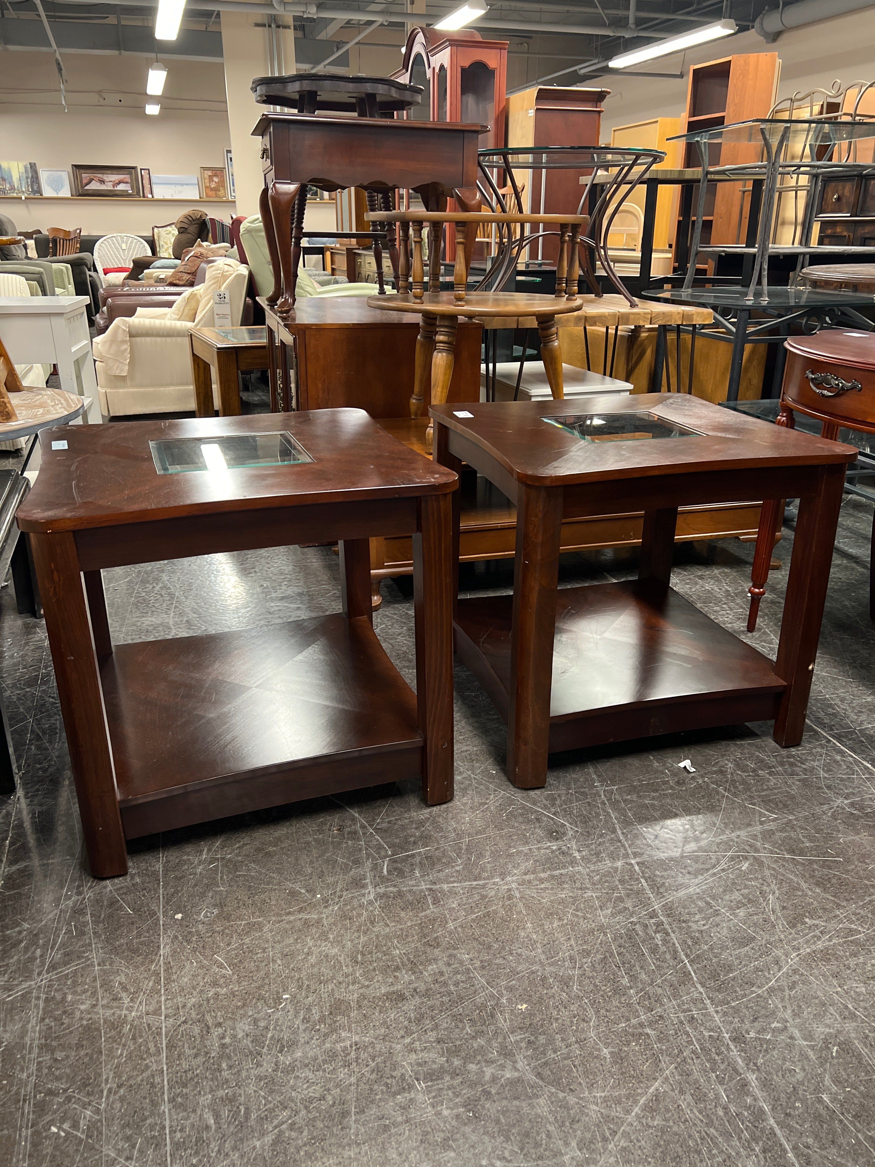 Pair of Dark Wood Side Table