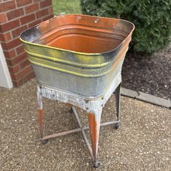 Vintage galvanized square washtub