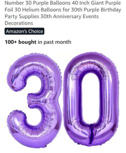 Giant Purple Number 30 Foil Balloons