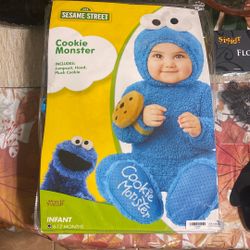 Halloween Baby Cookie Monster costume and two adult masks