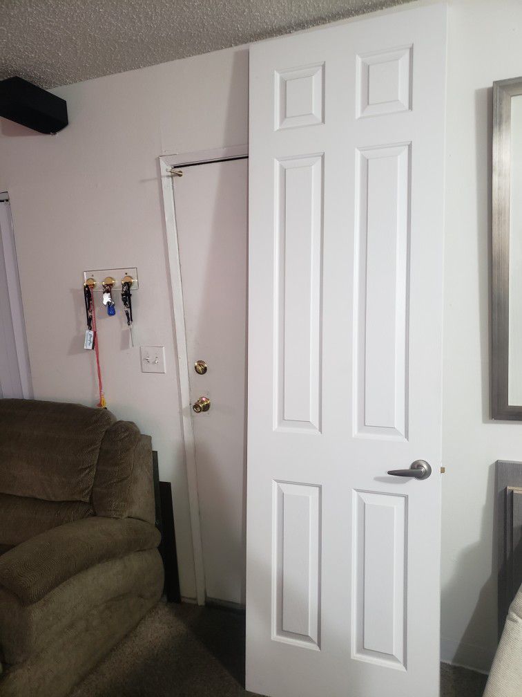 White Door 96 1/2 X 27 3/4 Wide Come With handle And Hinches