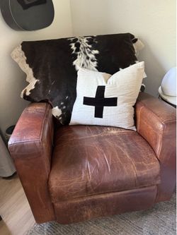 Vintage Leather Rocker Recliner Chair