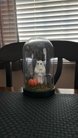 Halloween Ghost Glass Cloche Decoration