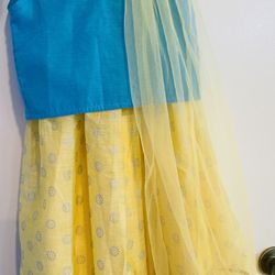 Girl Kid clothing yellow skirt and Blue top (5-10 age Indian attires