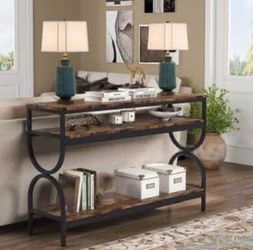 Tribesigns 3-Tier Console Table, 55 Inch Sofa Table With Open Storage Shelves Brand New still in the box (A840)
