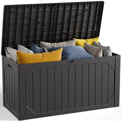 100 Gallon Outdoor Storage Box, Waterproof Resin Deck Box Organizer for Patio Cushion