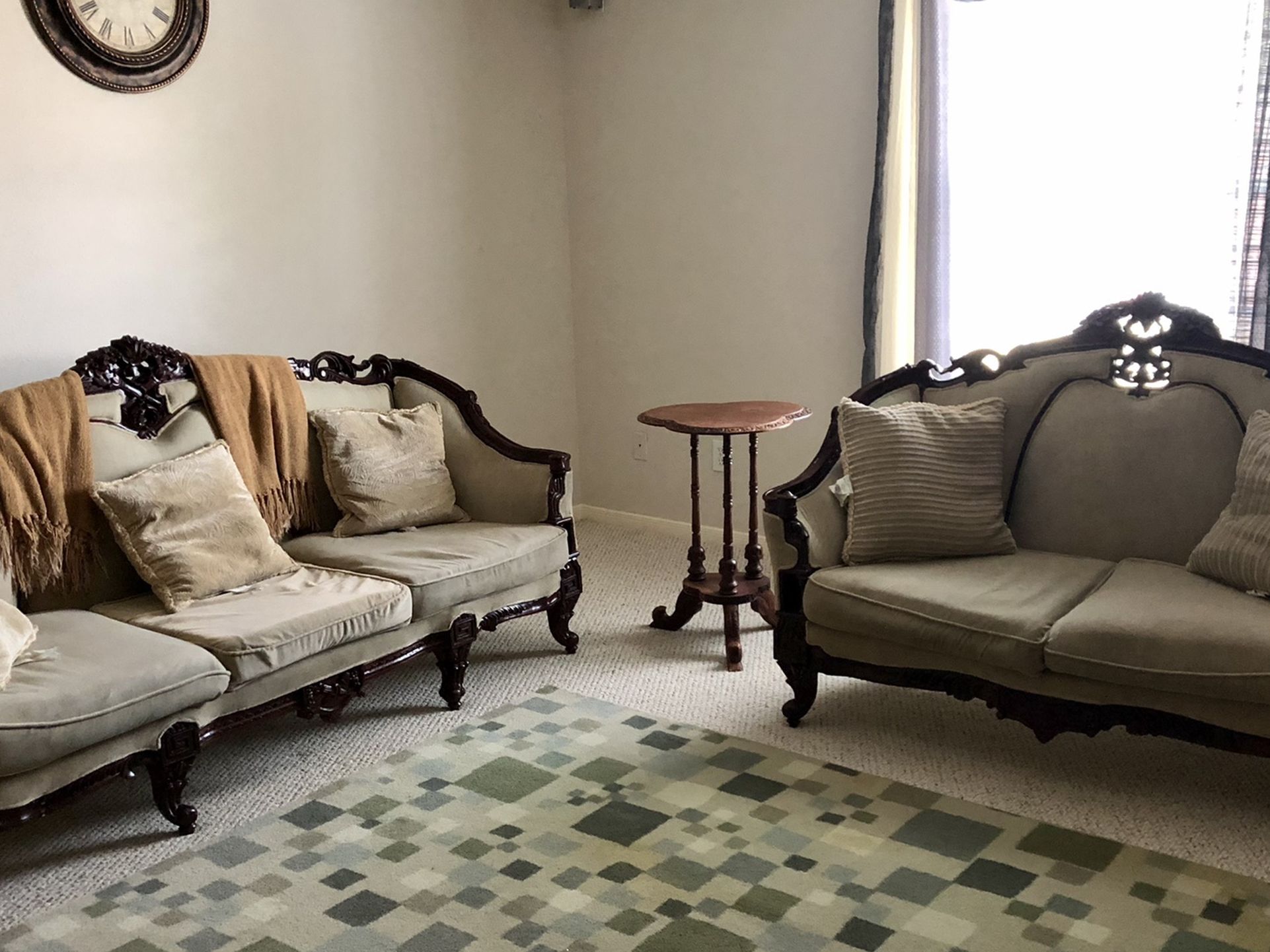 Handmade Imported Vintage Mahogany Wood 4 Piece Couch Set