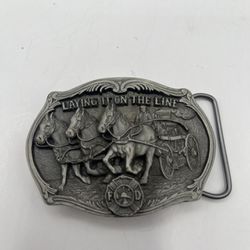 Laying It On The Line Solid Pewter Belt Buckle