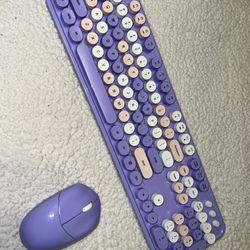 Purple Keyboard And Mouse 