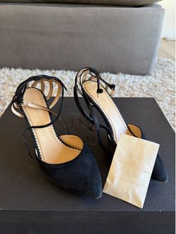 Charlotte Olympia Black Suede Strappy Heels - US Women's Size 6 (EU 36)