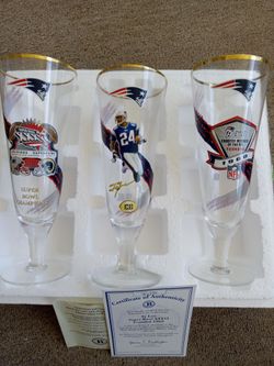 NFL.."New England Patriots"..Pilsner Glass Collection w/ COA ..Limited Edition