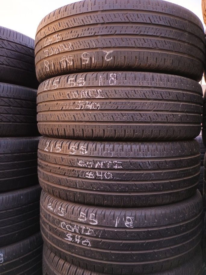 4 Used Continental Tires 215-55-18 All 4 For $100 Free Installation And Balance
