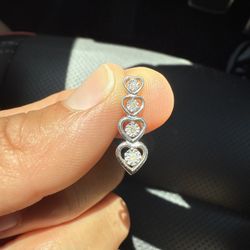 Vertical 4 Diamond 14k Pendant for Necklace. 