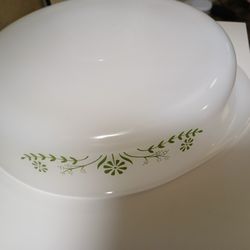 Glasbake Round Milk Glass Casserole Dish 
