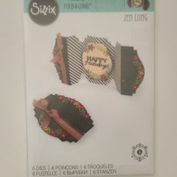 Sizzix Thinlits 6-PK Dies Set Happy Holidays Fold-A-Long Card 660666 Jen Long