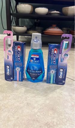 Crest Mouthwash, Crest Toothpaste, Oral B Toothbrush