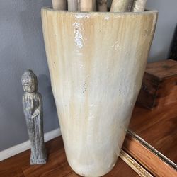 Tall Beautiful Ceramic Pot With Bamboo