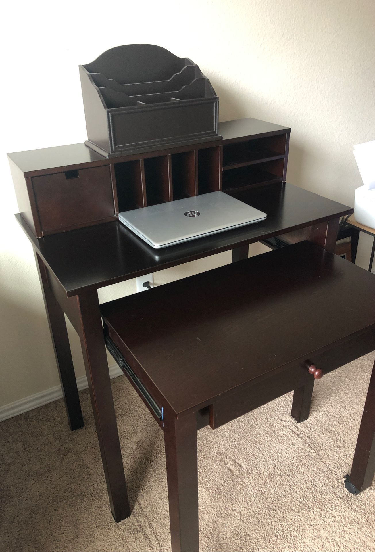 Home office desk with hutch and file organizer like new and excellent condition