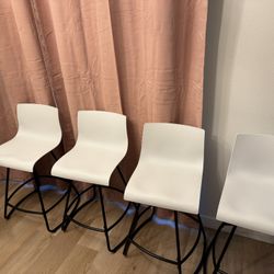 White Barstool Chairs 24” Swiveling (Set Of 4)